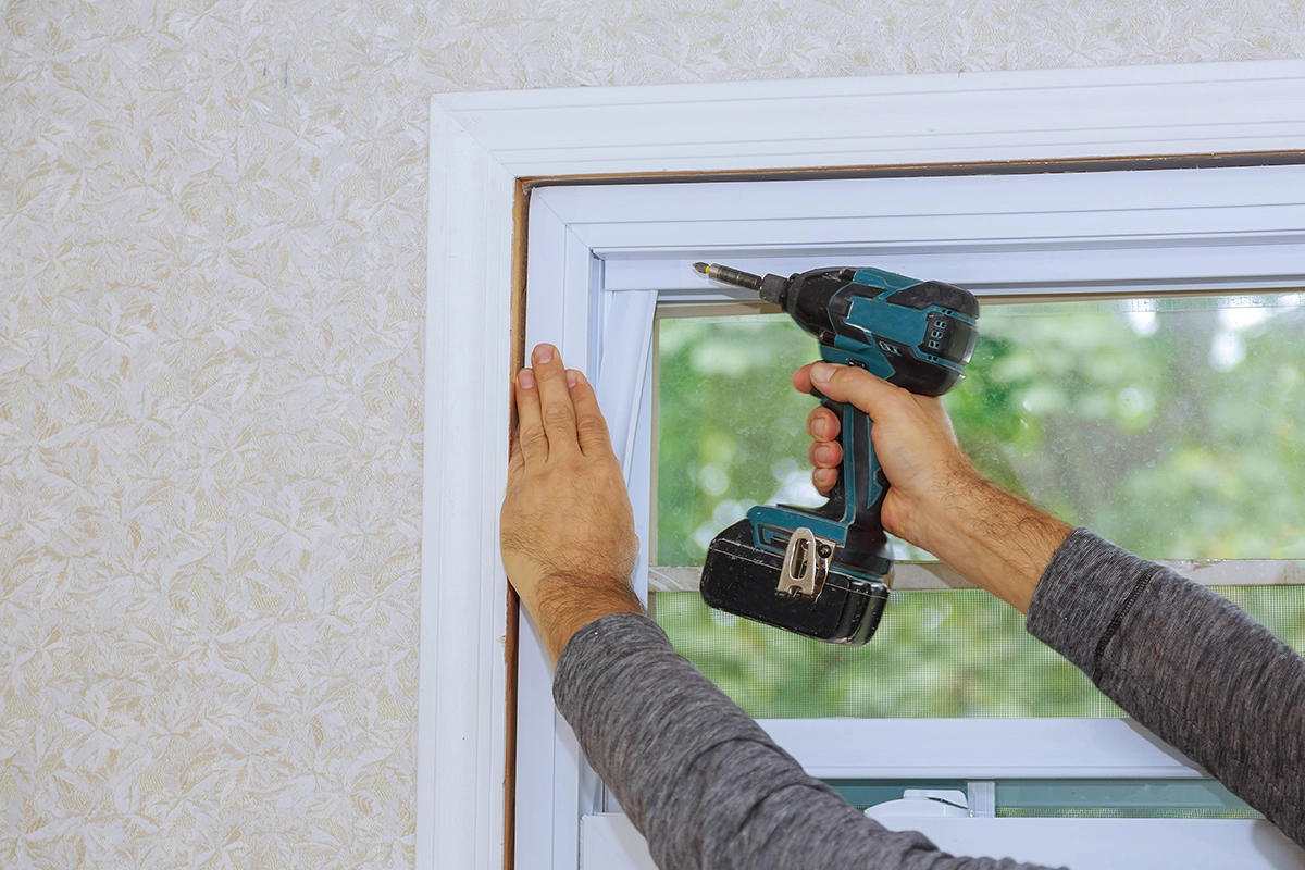 plastic pvc window using screwdriver